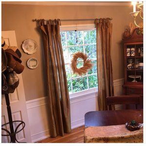 Gold silk curtain panels